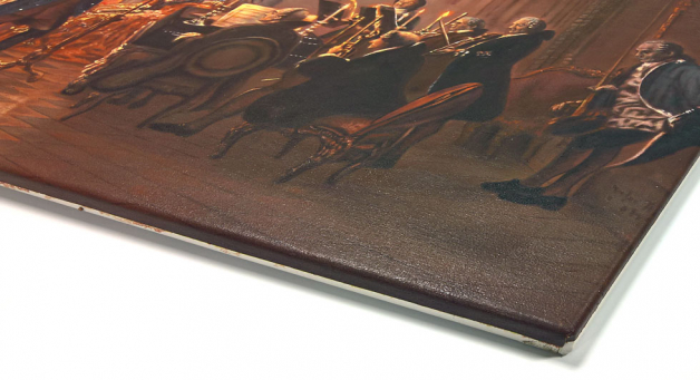 Pittura d'arte classica fino al XIX secolo. La superficie non rivela  deliberatamente  alcuna pennellata. Qui il Concerto di flauto di Federico il Grande a Sanssouci. 