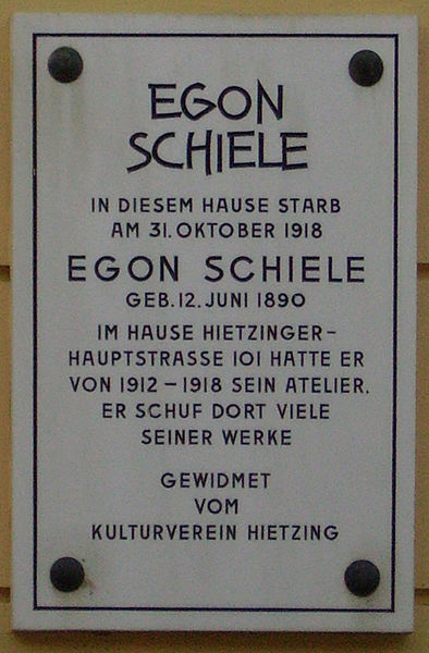 Targa commemorativa per Schiele di Walter Anton
