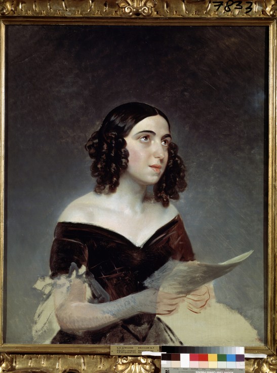 Portrait of the opera singer Anna Petrova (1816-1901) a Brüllow