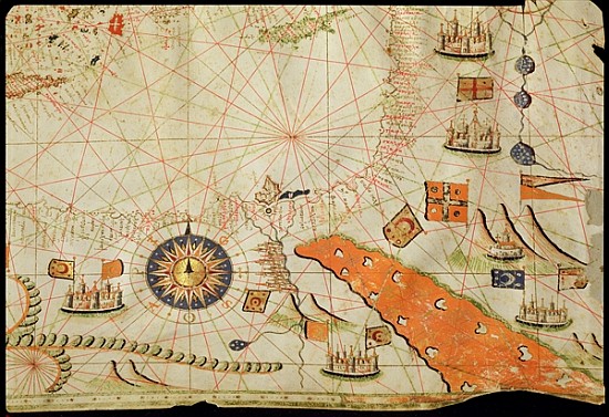 Egypt and the Red Sea, from a nautical atlas of the Mediterranean and Middle East (ink on vellum) a Calopodio da Candia