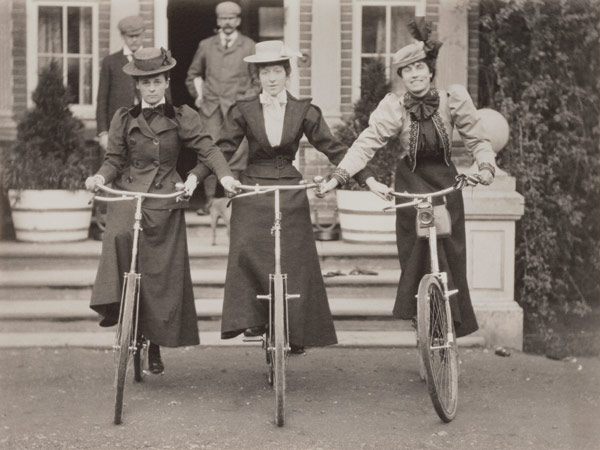 Three women on bicycles, early 1900s (b/w photo)  a English Photographer