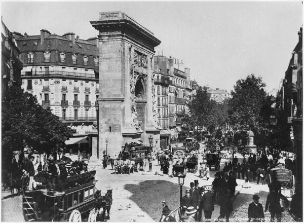 Porte and boulevard Saint-Denis, Paris, c.1900 (b/w photo)  a French Photographer