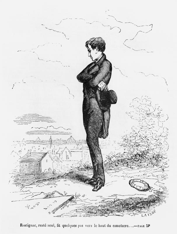 Left alone, Rastignac walked a few steps to the highest part of the cemetery'', illustration from '' a Laisne