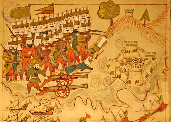 Ms. cicogna 1971, miniature from the ''Memorie Turchesche'' depicting Turkish soliders attacking and a Venetian School