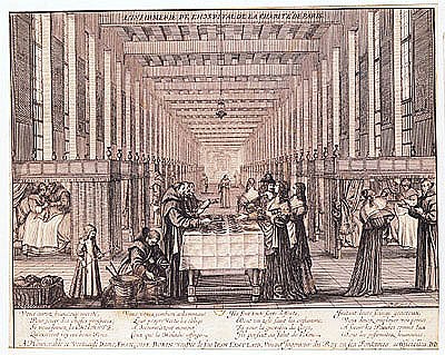The Infirmary of the Sisters of Charity during a visit of Anne of Austria (1601-66) 1635 (see also 2 a Abraham Bosse