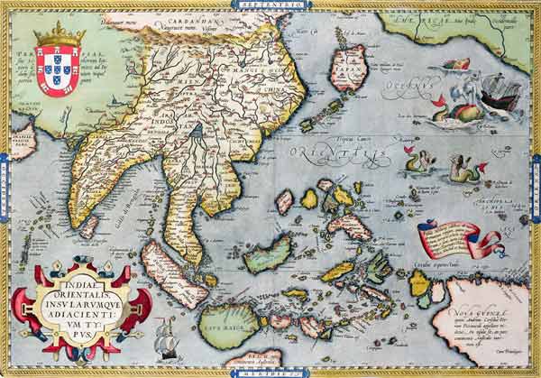Map of India to New Guinea, c.1570-1603 (coloured engraving) a Abraham Ortelius