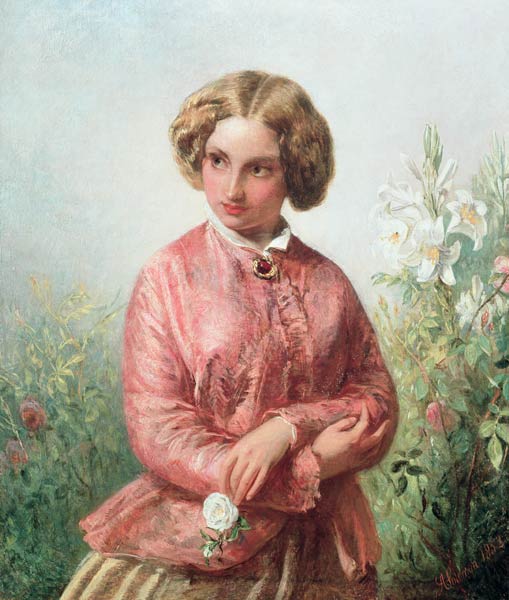 Portrait of a young girl with a rose a Abraham Solomon