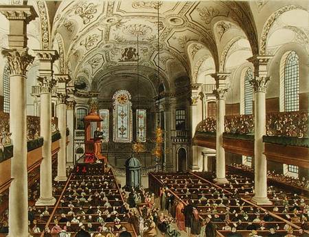 St Martins in the Fields, from 'Ackermann's Microcosm of London', engraved by Joseph Constantine Sta a A.C. Rowlandson