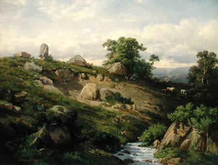 Valley Slope with Rock Fall a Adolf Mosengel