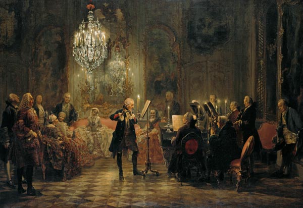 Concerto di flauto di Federico il Grande a Sanssouci a Adolph Friedrich Erdmann von Menzel