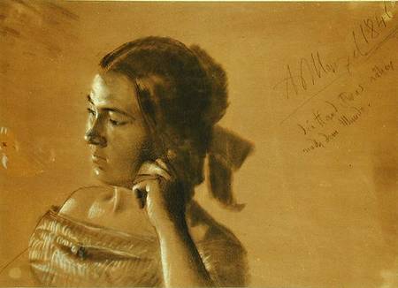 Study for a portrait of Mrs Von Maercker a Adolph Friedrich  von Menzel