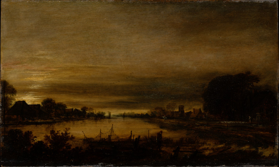 Landscape with Canal at Dusk a Aert van der Neer
