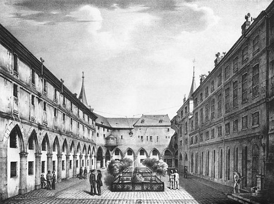 View of the Men''s Yard at the Conciergerie Prison; engraved by Alphonse Urruty (1800-70) c.1831 a (after) Collard