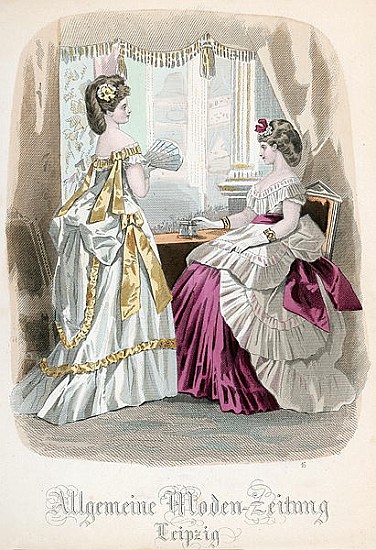 Two Ladies, fashion plate from the ''Allgemeine Moden-Zeitung'', Leipzig a (after) French School