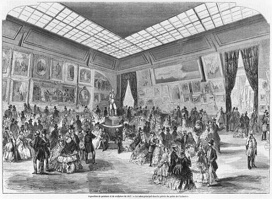 Salon of painting and sculpture of 1857, the main room in the Palais de l''Industrie gallery, Paris a (after) A Provost