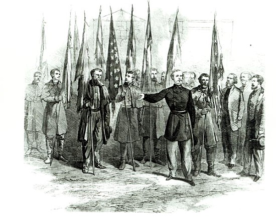 General Custer presenting captured Confederate flags in Washington on October 23rd 1864 a (after) Alfred R. Waud