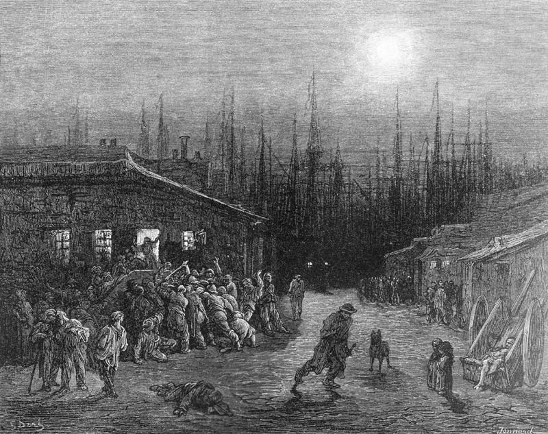 The Docks Night Scene, from ''London, a Pilgrimage'', written by William Blanchard Jerrold (1826-84) a (after) Gustave Dore