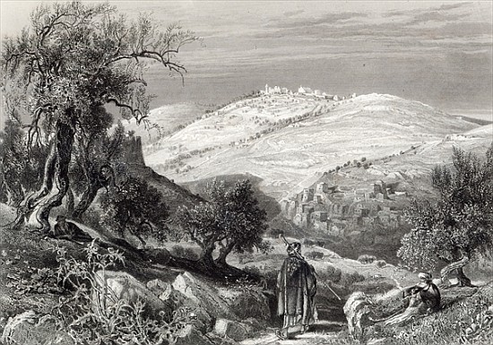 The Mount of Olives, from Mount Zion; engraved by S. Bradshaw a (after) Harry Fenn