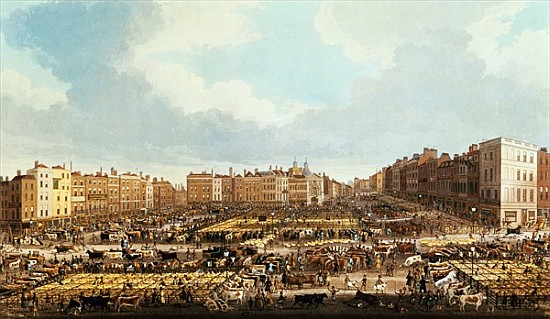 Smithfield Market; engraved by R.G. Reeve, pub.Thomas McLean a (after) James Pollard