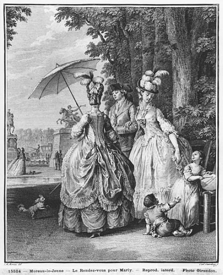 The rendezvous for Marly; engraved by Carl Guttenberg (1743-90) c.1777 a (after) Jean Michel the Younger Moreau