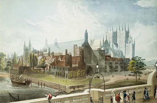 Westminster Hall and Abbey; engraved by Daniel Havell (1785-1826) published by Rudolph Ackermann (17 a (after) John Gendall