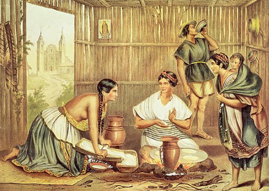 Indians Preparing Tortillas, from ''An Album of the Mexican Republic'' a (after) Julio Michaud