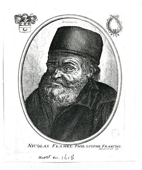 Nicolas Flamel (c.1330-1418) ; engraved by Balthazar Moncornet (c.1600-68) a (after) Rembrandt Harmensz. van Rijn