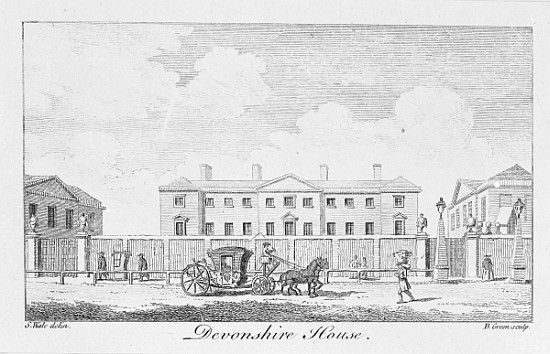Devonshire House; engraved by Benjamin Green a (after) Samuel Wale