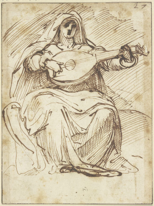 Female lute player a Agostino Carracci