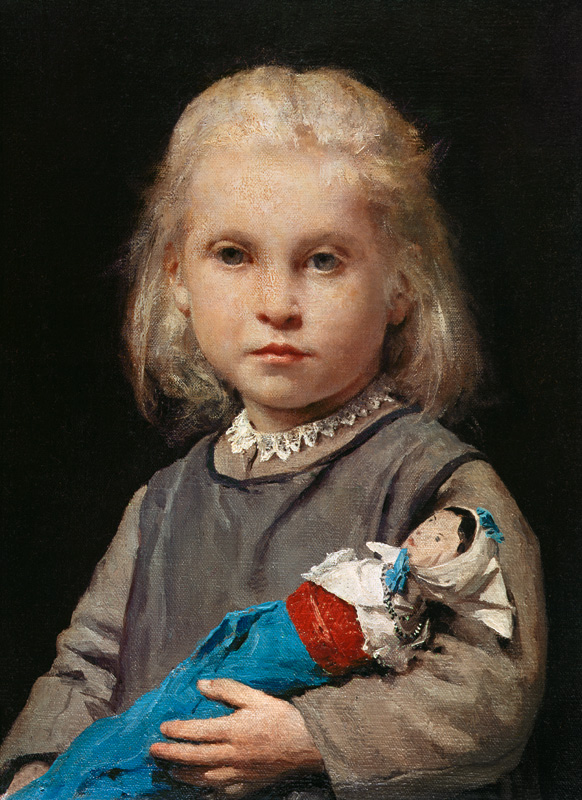 Girl with doll a Albert Anker