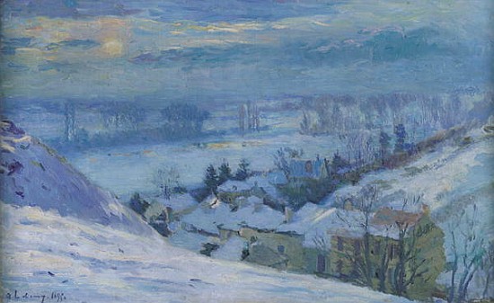 The Village of Herblay under snow a Albert-Charles Lebourg