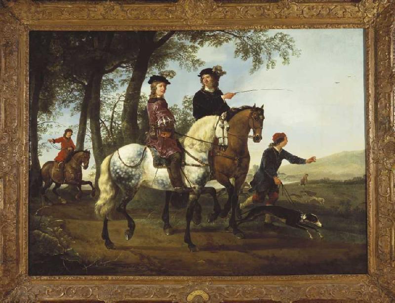 Couple going for a ride for the hunting a Albert Cuyp