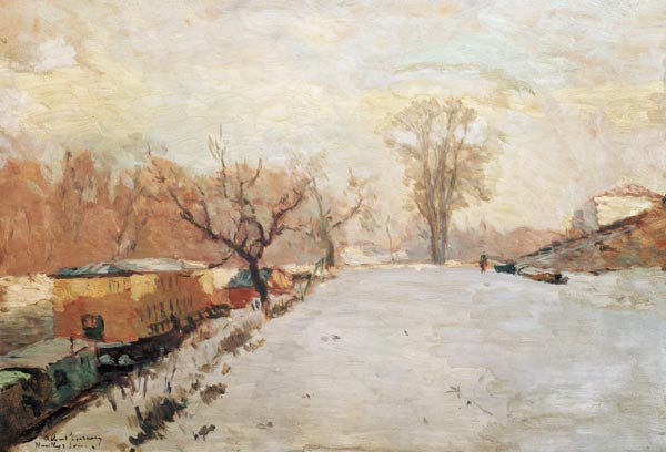 Road by the Seine at Neuilly in Winter a Albert Lebourg
