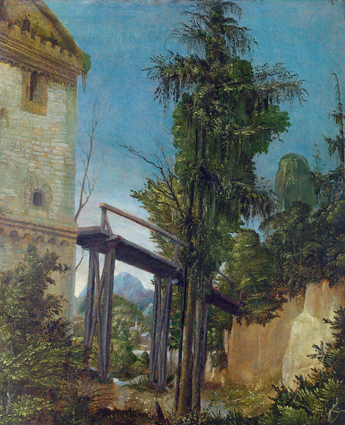 Landscape with a footbridge a Albrecht Altdorfer