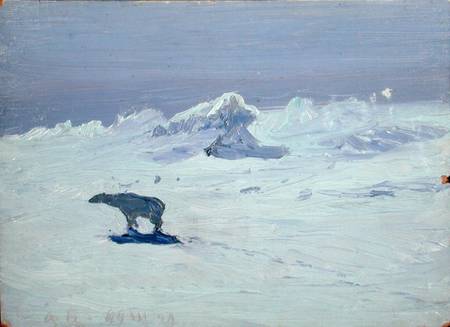 A Polar Bear Hunting in Moonlit Night a Aleksandr Alekseevich Borisov