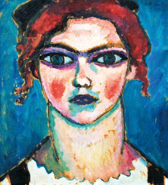 Young girl with green eyes a Alexej von Jawlensky