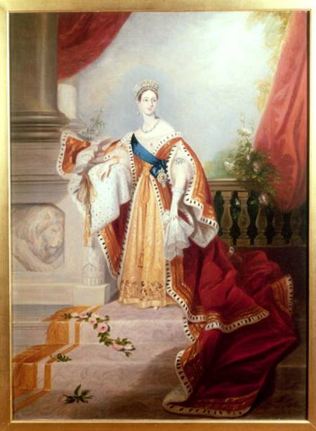Portrait of Queen Victoria in Coronation Robes a Alfred-Edward Chalon