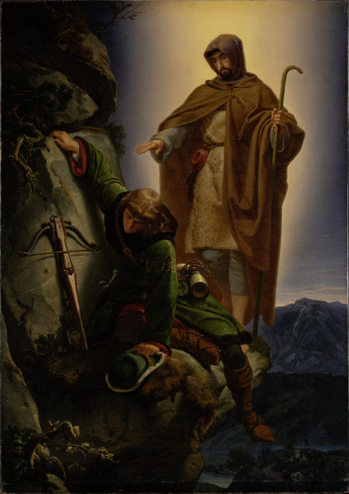 A Guardian Angel Rescuing Emperor Maximilian from the Martinswand a Alfred Rethel