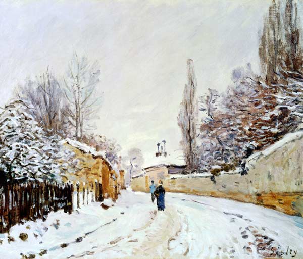 Road under Snow, near Louveciennes - Alfred Sisley