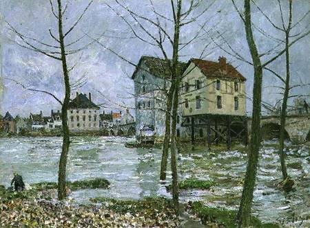 The Mills at Moret-sur-Loing, Winter a Alfred Sisley