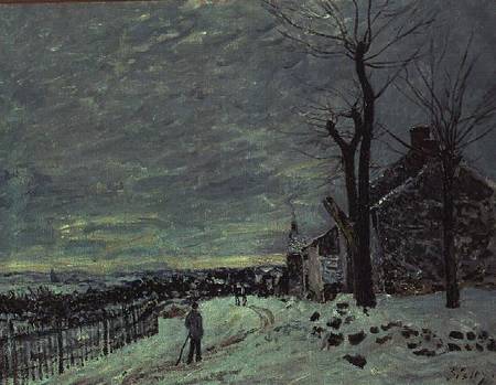 Snow at Veneux-Nadon a Alfred Sisley