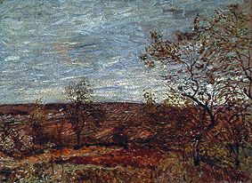 A windy day in Venaux. a Alfred Sisley