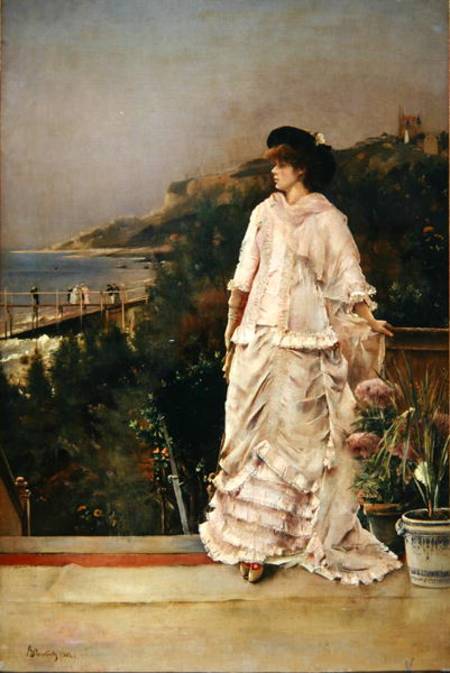 Woman on a Terrace a Alfred Stevens