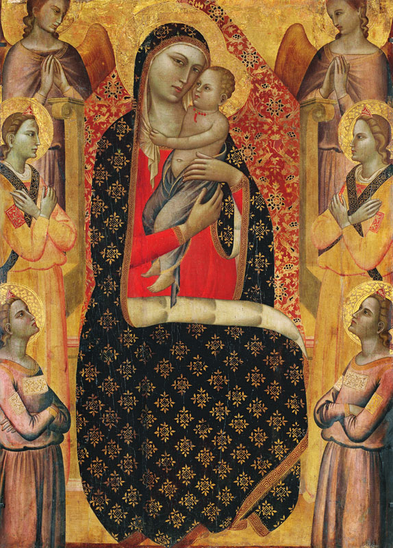 Madonna and child enthroned with six angels a Allegretto Nuzi