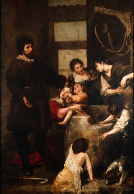 St. Isidore saves a child that had fallen in a well a Alonso Cano
