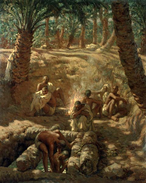 Berbers at an Oasis Well (oil on canvas) a Alphonse Etienne Dinet
