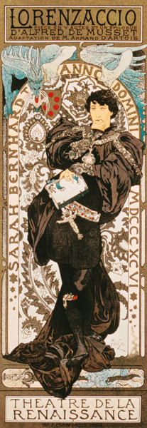 Art Nouveau poster for Lorenziaccio of A - Alfons Mucha