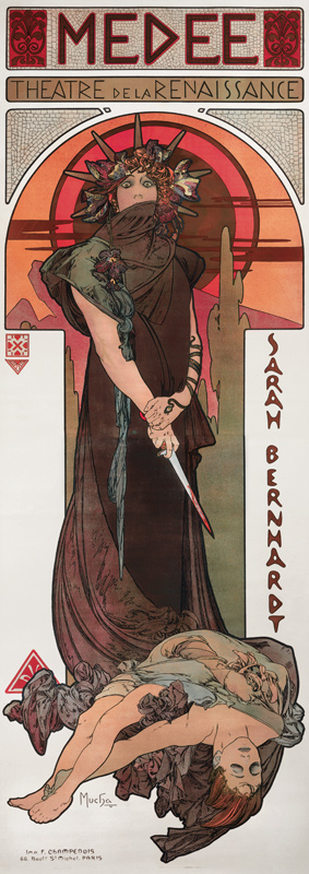 Médée, poster for Sarah Bernhardt's and the Théatre de's La renaissance a Alphonse Mucha