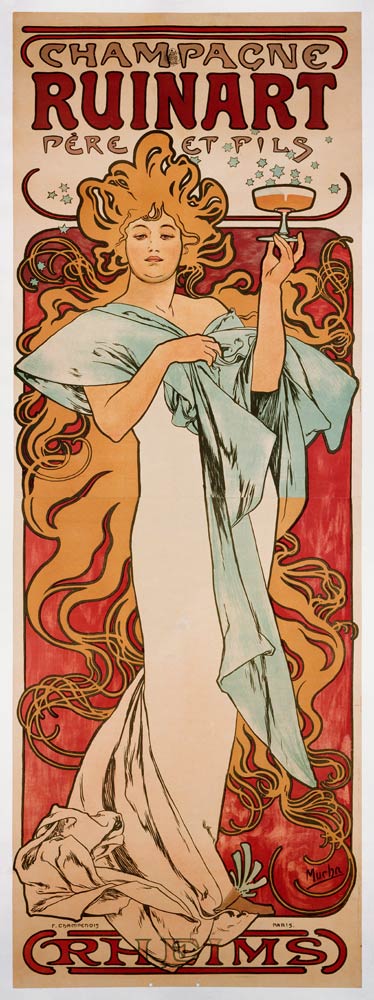 Poster for Champagne Ruinart (Upper part) a Alphonse Mucha