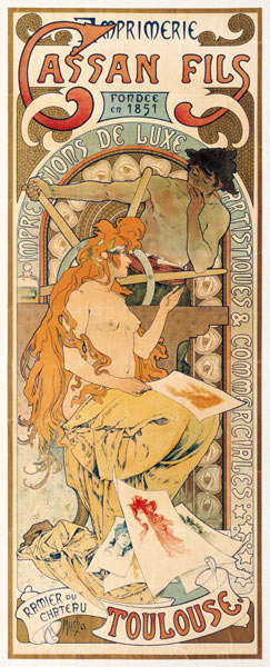 Technik / Graphisches Gewerbe: - ''Imprimerie Cassan Fils''. - Plakat, 1896. Graph.Gestaltung: Alfon a Alphonse Mucha